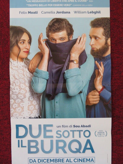 DUE SOTTO IL BURQA ITALIAN LOCANDINA (26.5"x12.5") POSTER FELIX MOATI 2017