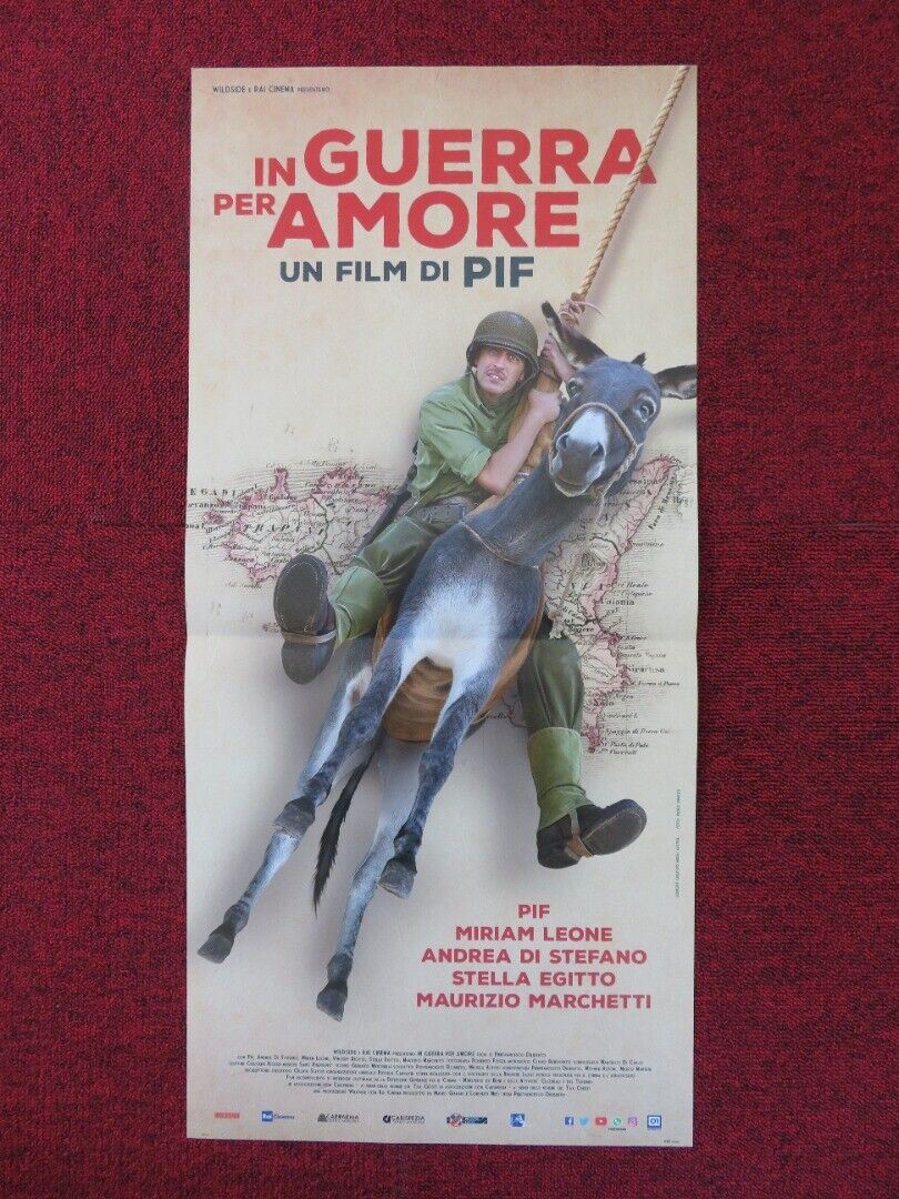 IN GUERRA PER AMORE ITALIAN LOCANDINA (26.5"x12.5") POSTER PIF/ MIRIAM LEONE '16