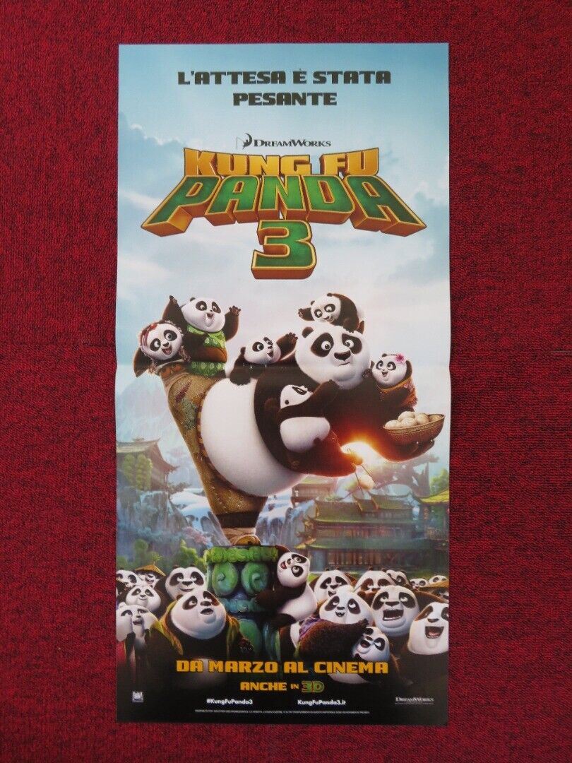 KUNG FU PANDA 3 ITALIAN LOCANDINA (27"x13") POSTER DREAMWORKS JACK BLACK '16