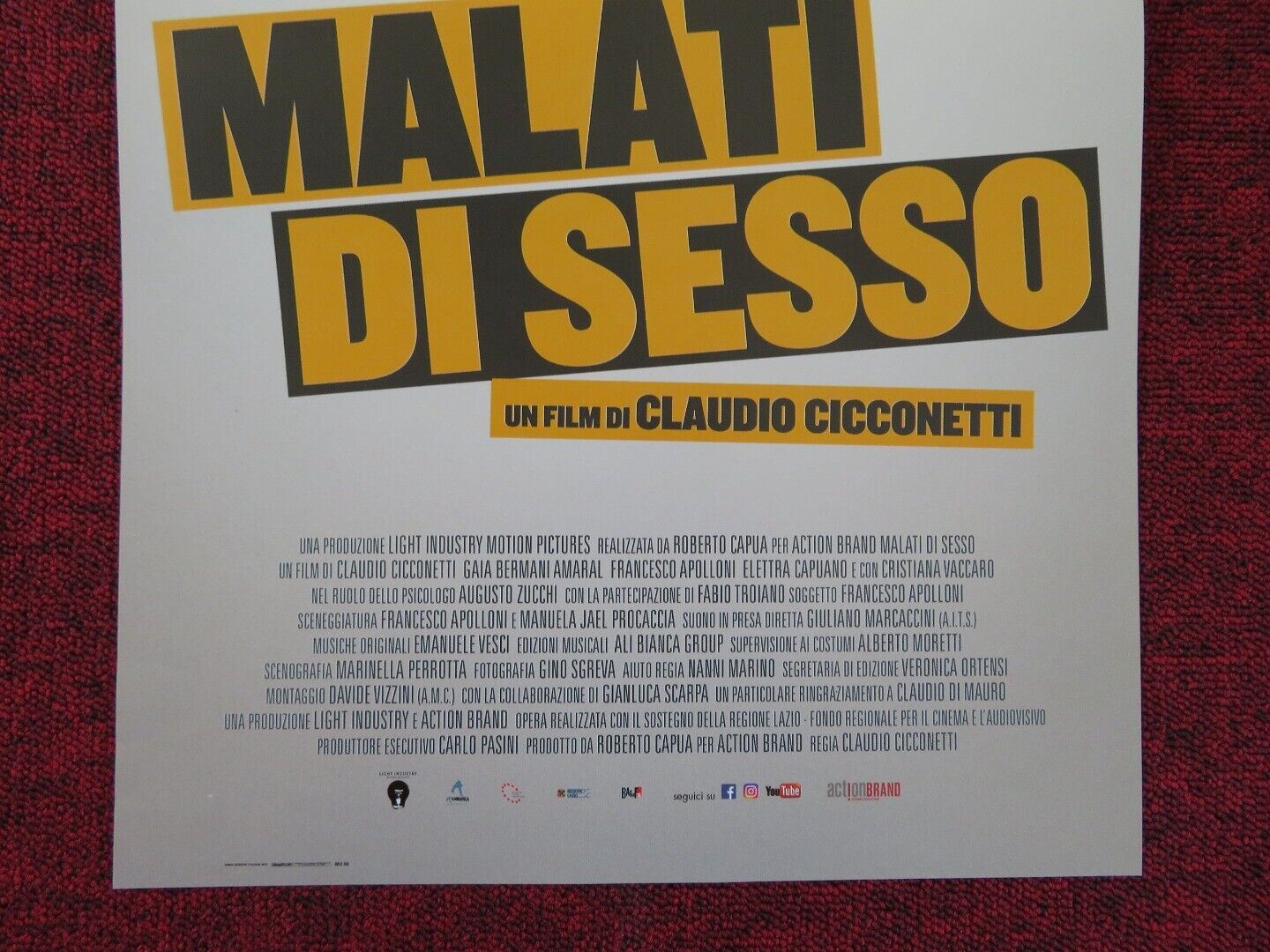 MALATI DI SESSO ITALIAN LOCANDINA (26.5"x12.5") POSTER FRANCESCO APOLLONI 2018