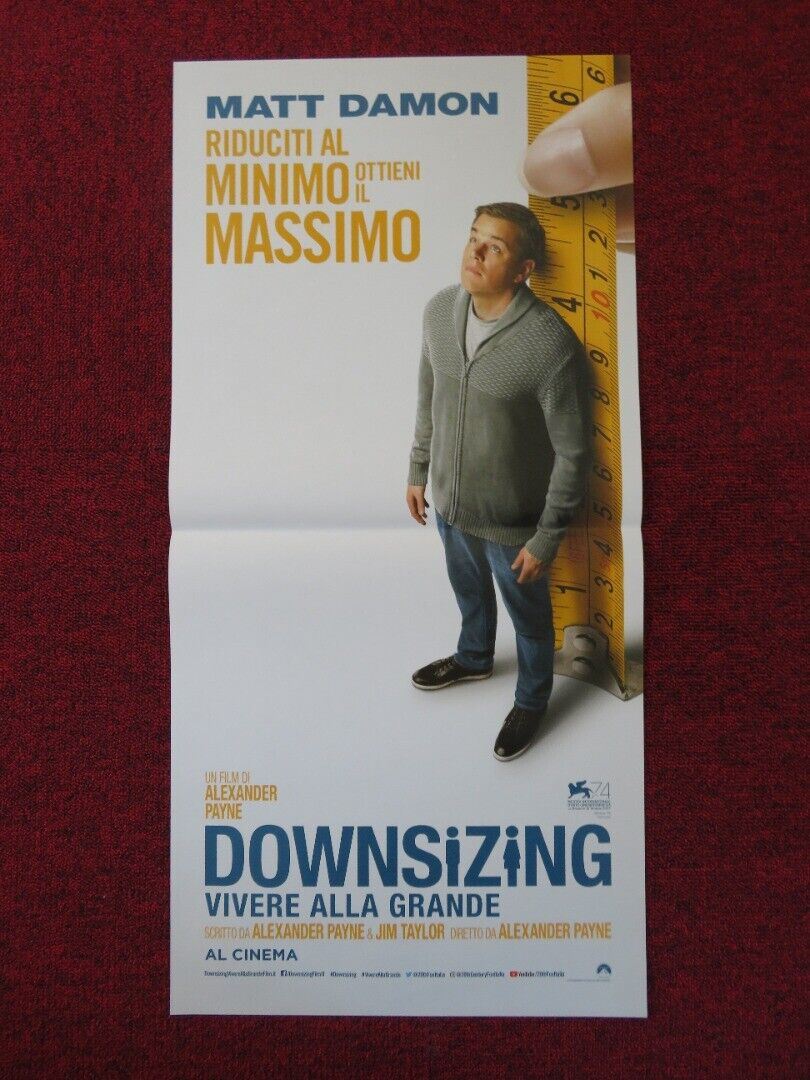 DOWNSIZING  ITALIAN LOCANDINA (27"x13") POSTER MATT DAMON C WALTZ 2017