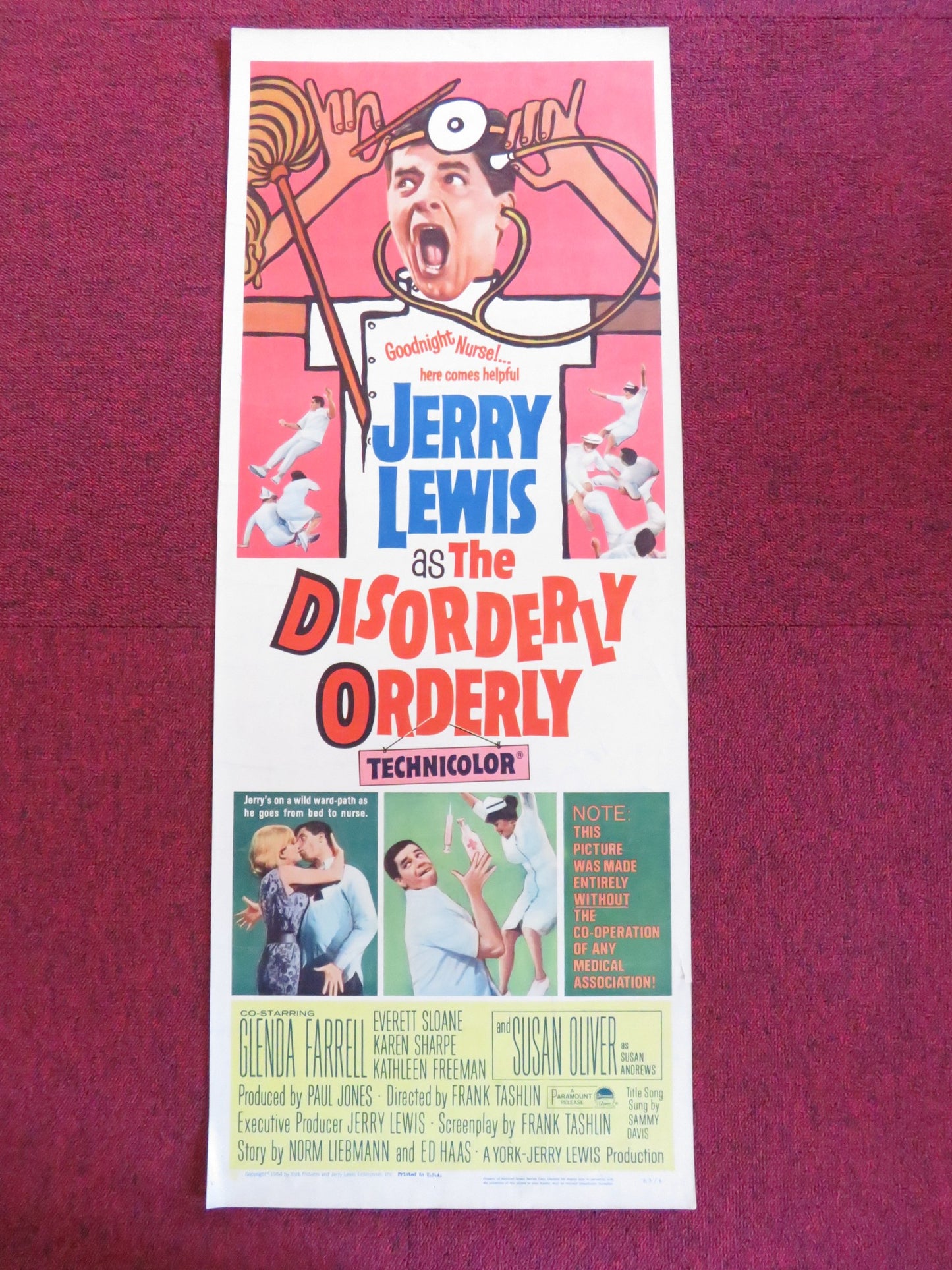 THE DISORDERLY ORDERLY US INSERT (14"x 36") POSTER JERRY LEWIS FARRELL 1965