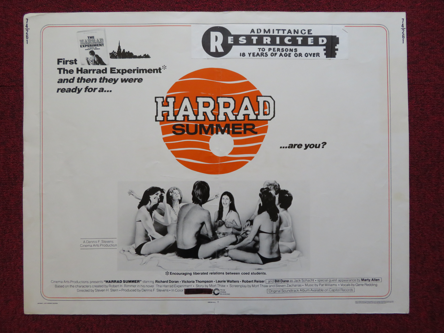 HARRAD SUMMER US HALF SHEET (22"x 28") POSTER RICHARD DORAN V. THOMPSON 1974