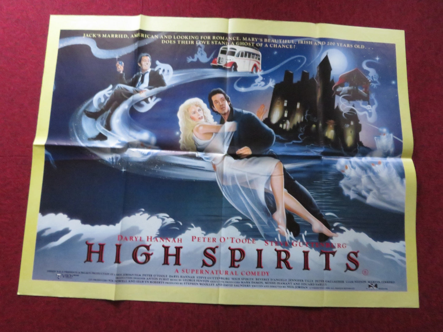 HIGH SPIRITS UK QUAD POSTER FOLDED DARYL HANNAH STEVE GUTTENBERG 1988