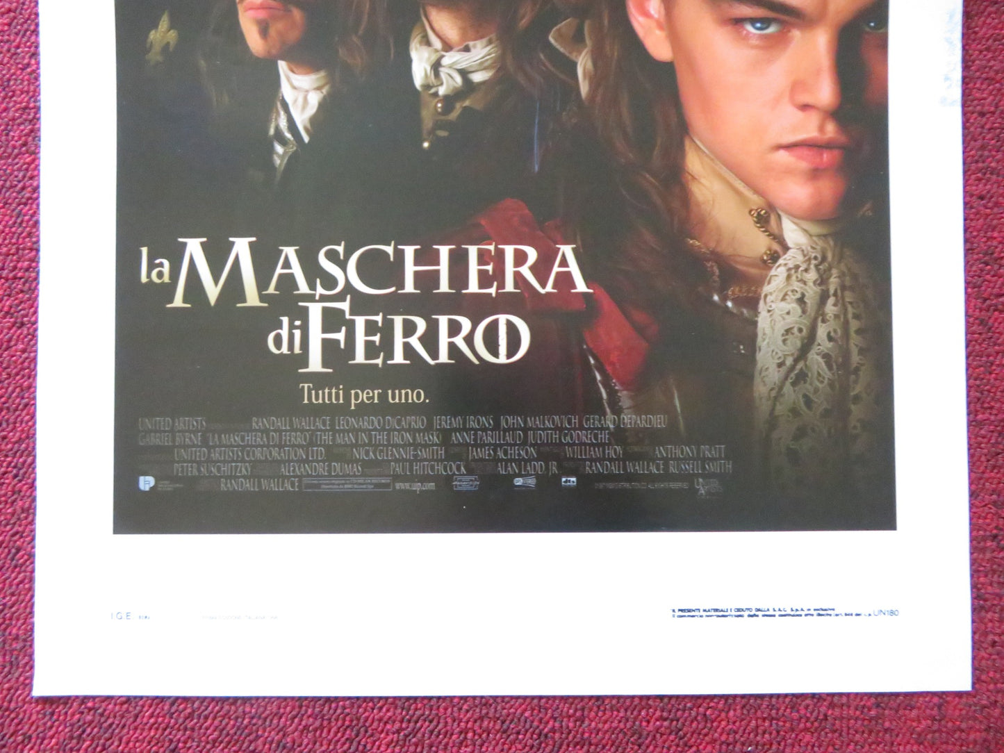 THE MAN IN THE IRON MASK ITALIAN LOCANDINA POSTER LEONARDO DI CAPRIO 1998