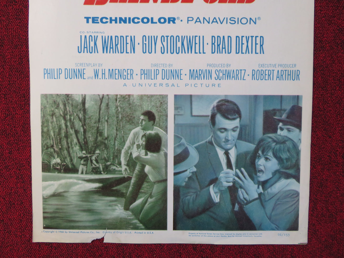 BLINDFOLD US INSERT (14"x 36") POSTER ROCK HUDSON CLAUDIA CARDINALE 1966