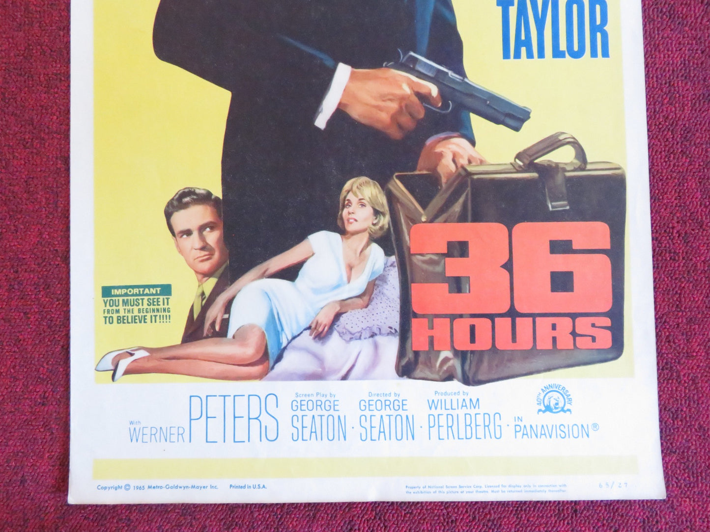 36 HOURS US INSERT (14"x 36") POSTER JAMES GARNER EVA MARIE SAINT 1965