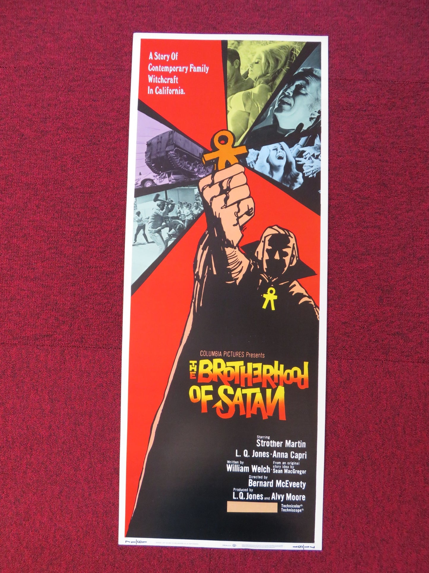 THE BROTHERHOOD OF SATAN US INSERT (14"x 36") POSTER STROTHER MARTIN 1971