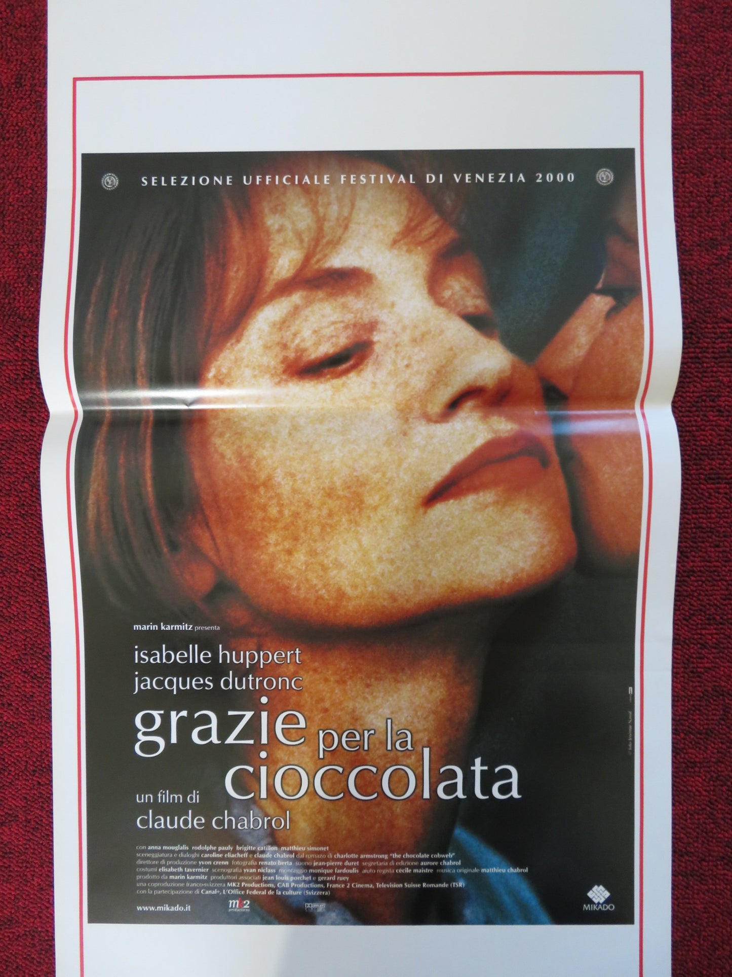 GRAZIE PER LA CIOCCOLATA ITALIAN LOCANDINA POSTER ISABELLE HUPPERT J. DUTRO 2000