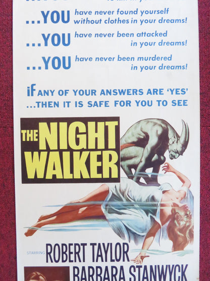 THE NIGHT WALKER US INSERT (14"x 36") POSTER ROBERT TAYLOR BARBARA STANWYCK 1965