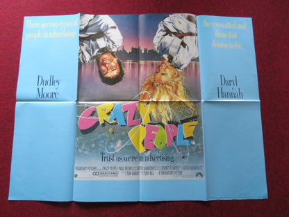 CRAZY PEOPLE UK QUAD POSTER FOLDED DUDLEY MOORE DARYL HANNAH 1990