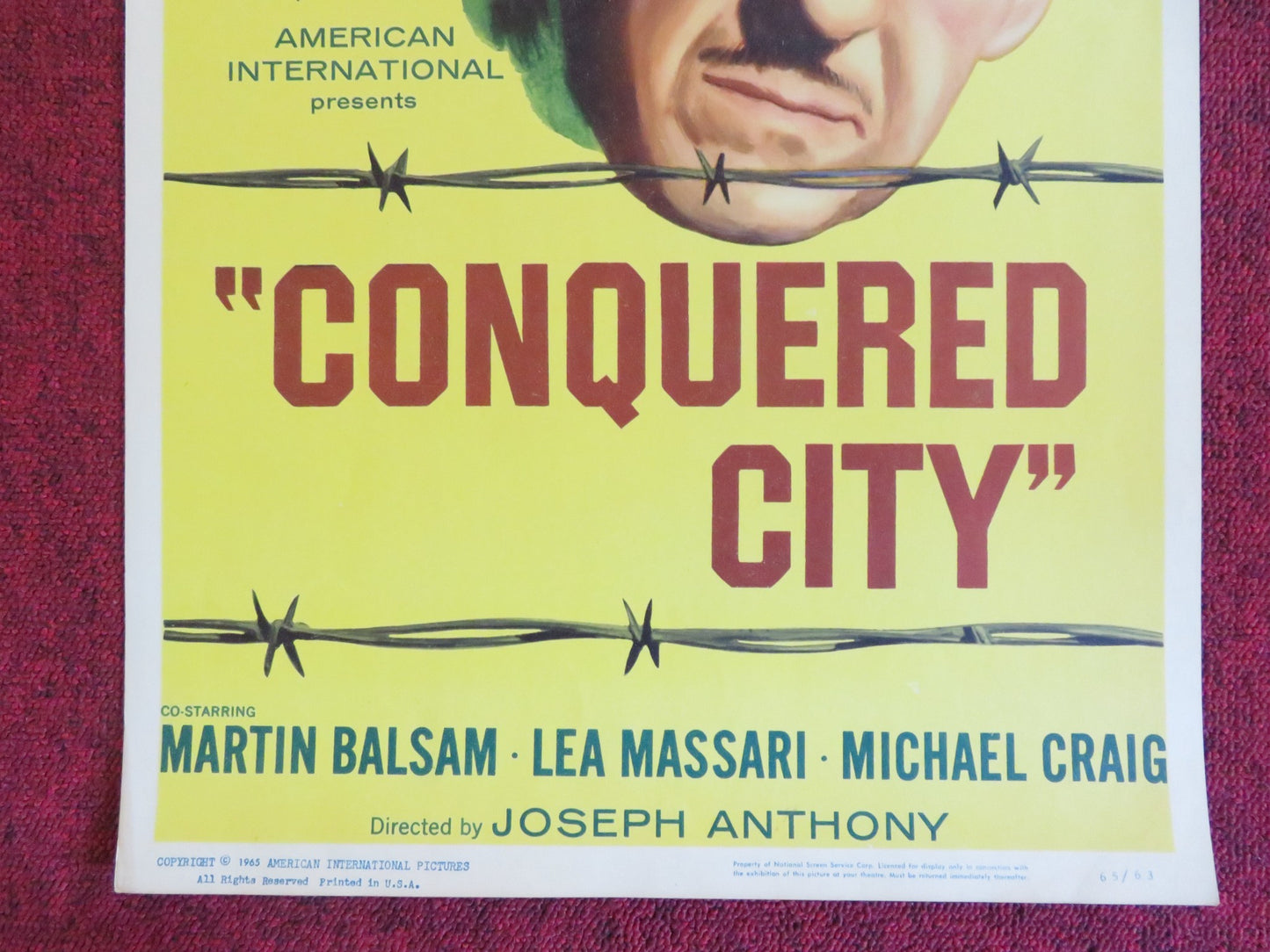 CONQUERED CITY US INSERT (14"x 36") POSTER DAVID NIVEN BEN GAZZARA 1965