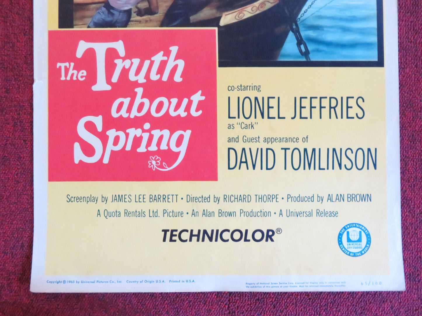 THE TRUTH ABOUT SPRING US INSERT (14"x 36") POSTER HAYLEY MILLS JOHN MILLS 1965