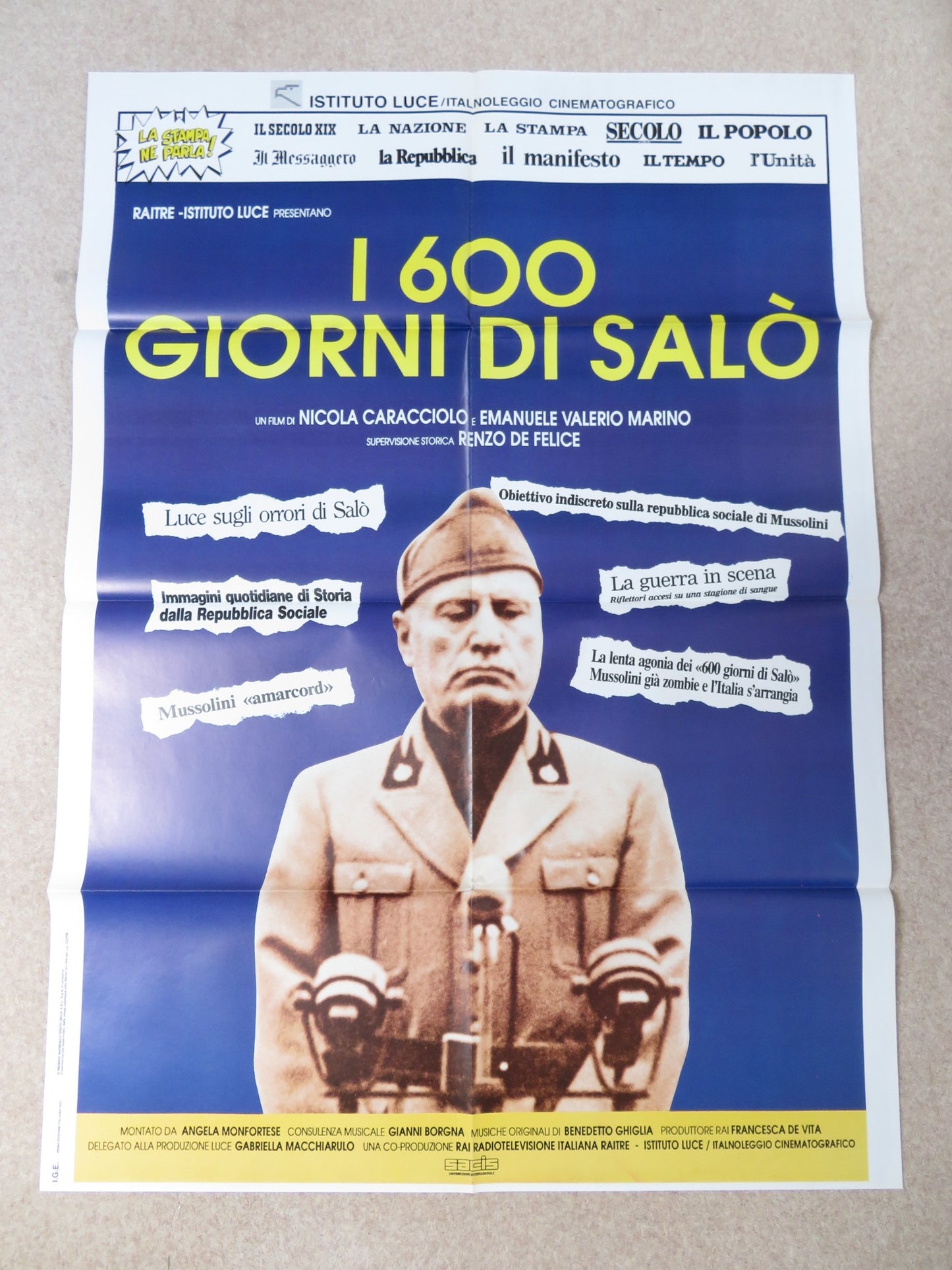 I 600 GIORNI DI SALO ITALIAN 2 FOGLIO POSTER ORESTE RIZZINI DONATO CARRETTA 1991