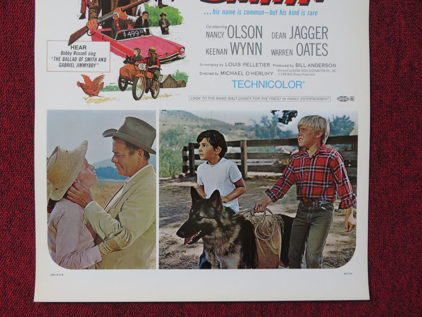 SMITH! US INSERT (14"x 36") POSTER WALT DISNEY GLENN FORD NANCY OLSON 1969