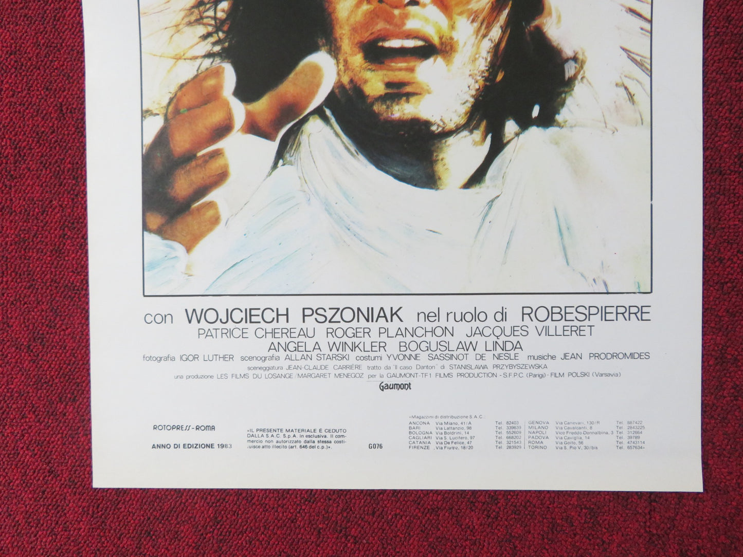 DANTON ITALIAN LOCANDINA POSTER GERARD DEPARDIEU WOJCIECH PSZONIAK 1983