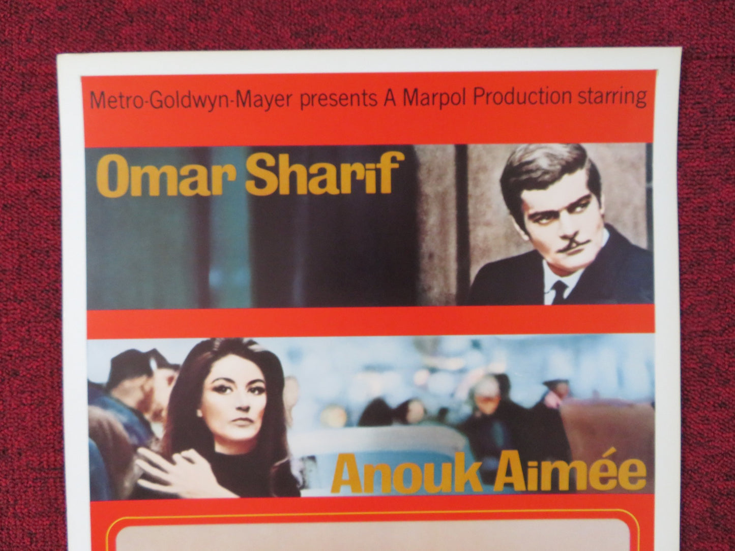 THE APPOINTMENT US INSERT (14"x 36") POSTER OMAR SHARIF ANOUK AIMEE 1969