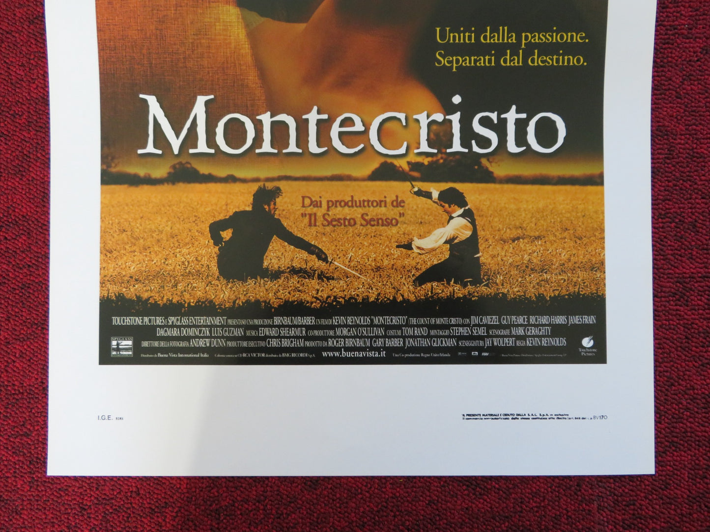 THE COUNT OF MONTE CRISTO ITALIAN LOCANDINA POSTER JIM CAVIEZEL GUY PEARCE 2002