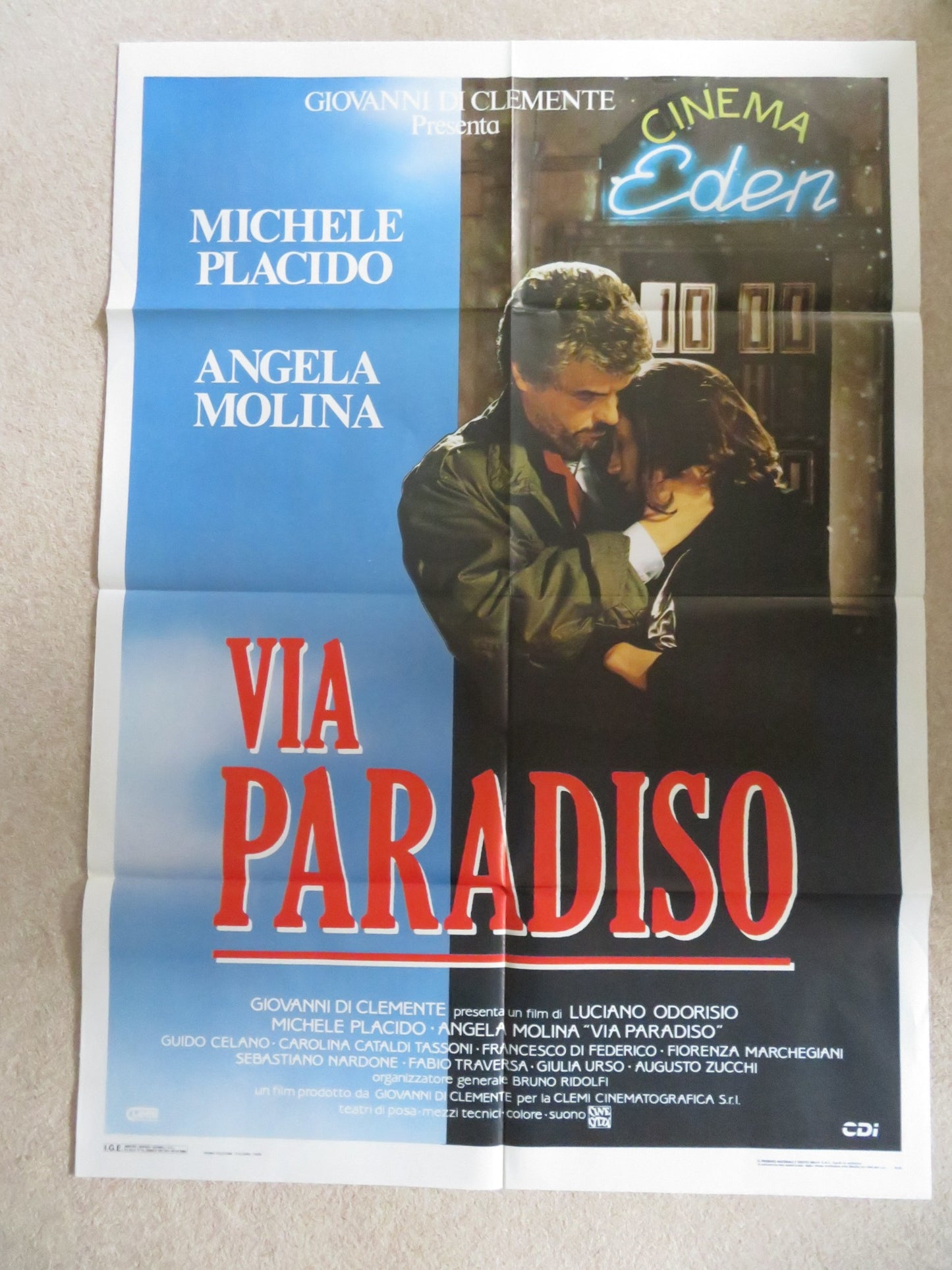 VIA PARADISO ITALIAN 2 FOGLIO POSTER MICHELE PLACIDO ANGELA MOLINA 1988