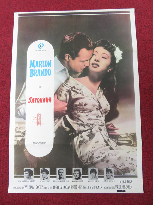 SAYONARA SPANISH POSTER MARLON BRANDO PATRICIA OWENS R1981