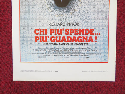 BREWSTER'S MILLIONS ITALIAN LOCANDINA POSTER RICHARD PRYOR JOHN CANDY 1985