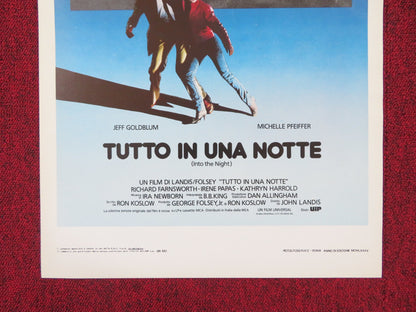 INTO THE NIGHT ITALIAN LOCANDINA POSTER JEFF GOLDBLUM MICHELLE PFEIFFER 1985