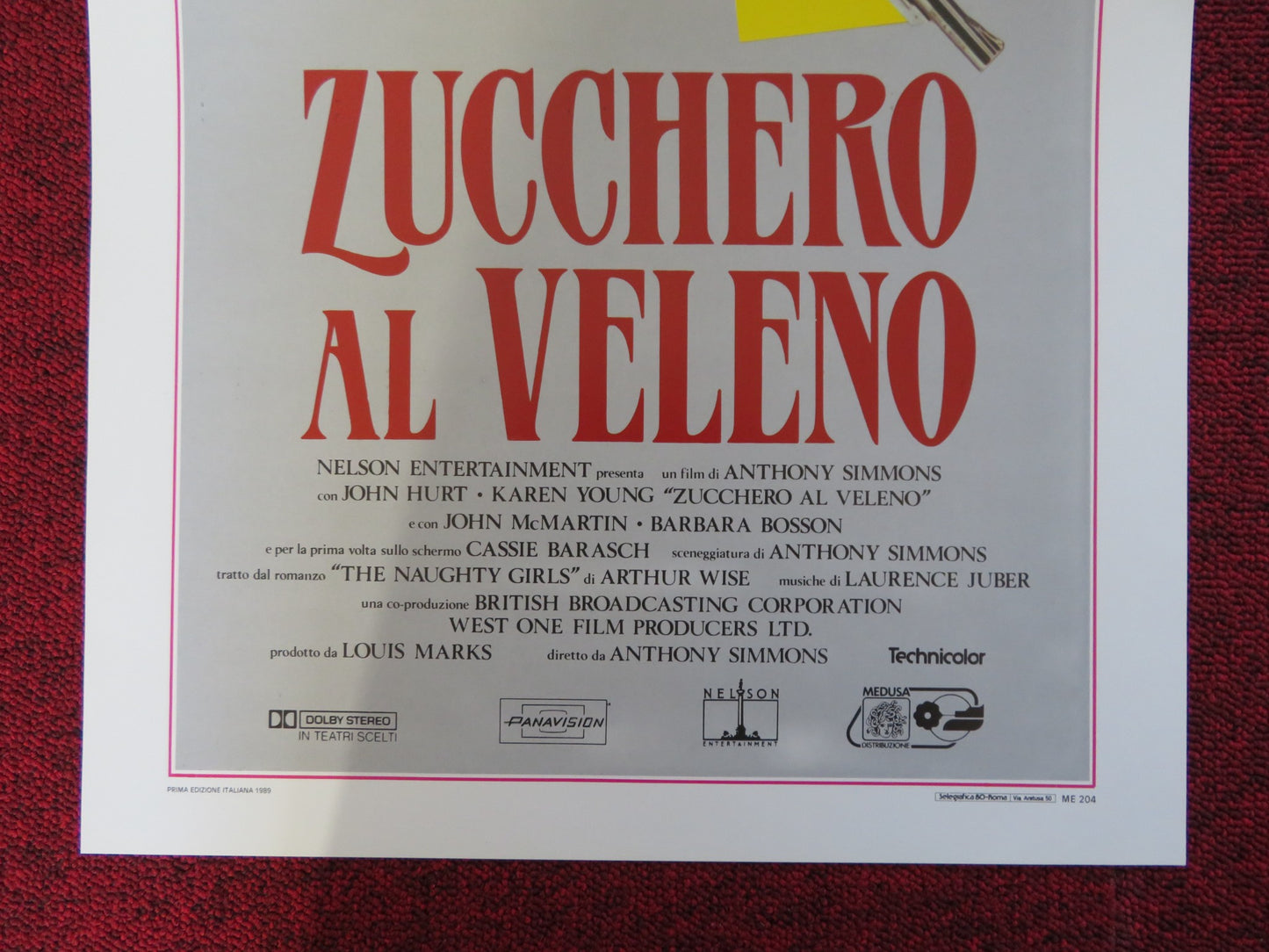 ZUCCHERO AL VELENO ITALIAN LOCANDINA POSTER JOHN HURT KAREN YOUNG 1989