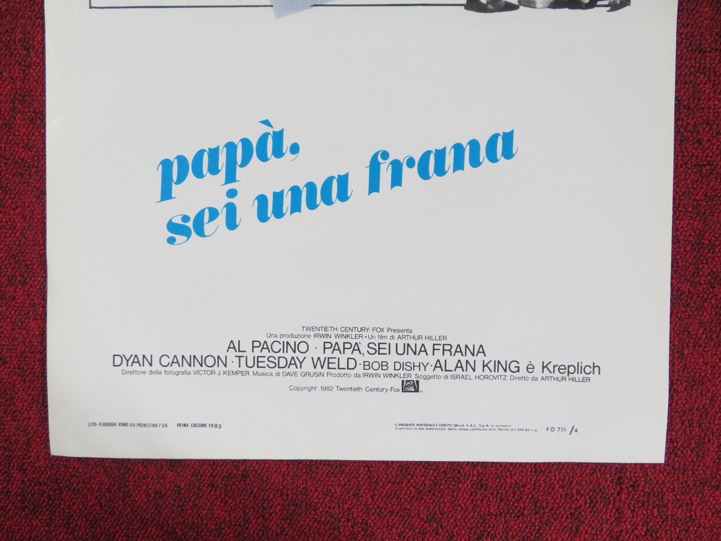 AUTHOR! AUTHOR! ITALIAN LOCANDINA POSTER AL PACINO DYAN CANNON 1982