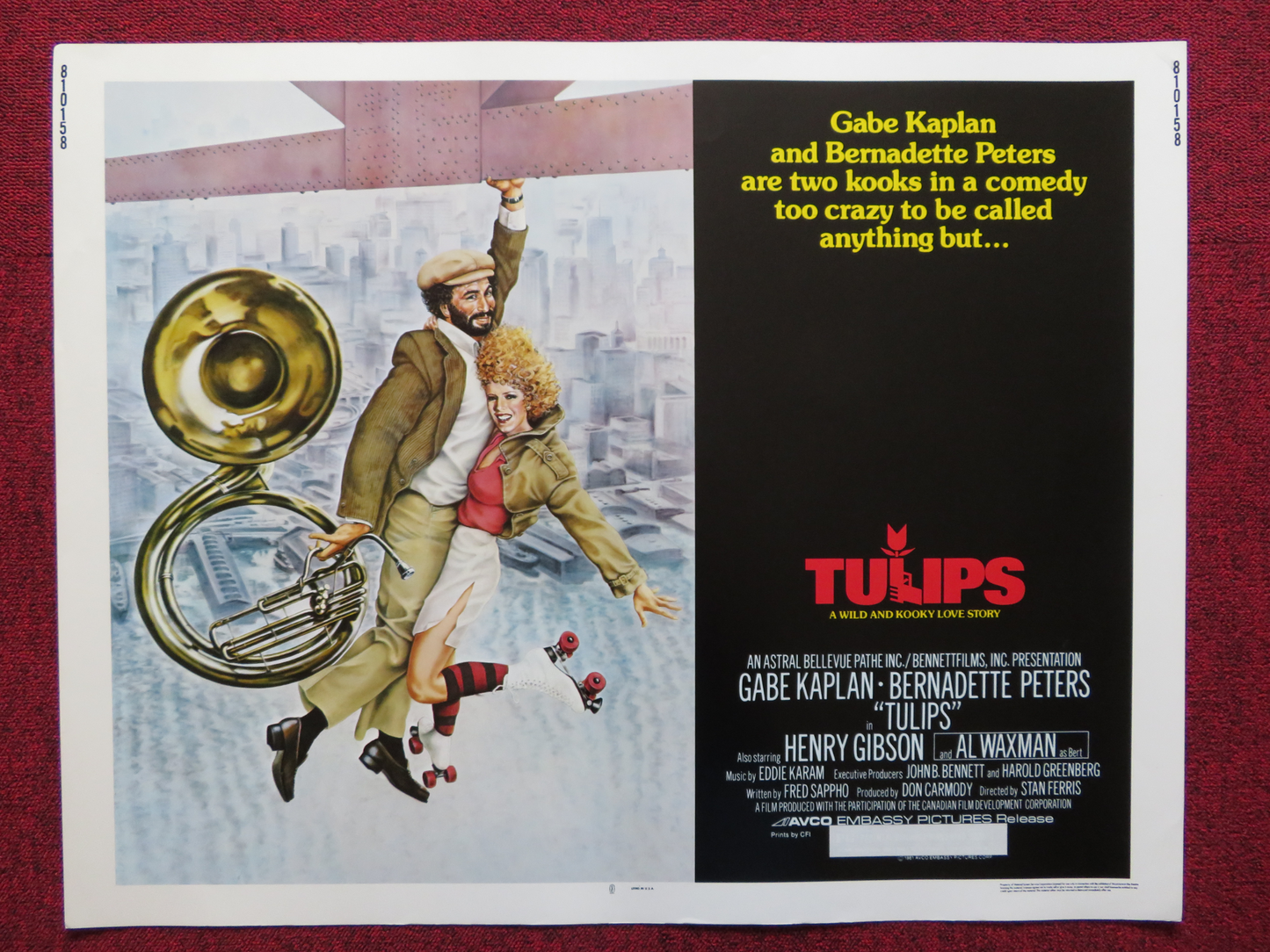 TULIPS US HALF SHEET (22"x 28") POSTER GABE KAPLAN BERNADETTE PETERS 1981