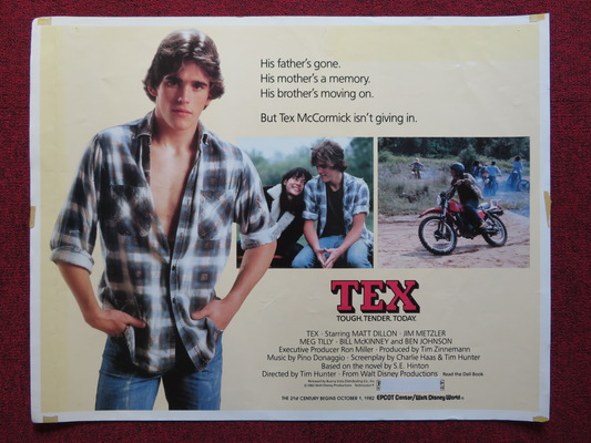 TEX US HALF SHEET (22"x 28") POSTER MATT DILLON JIM METZLER 1982