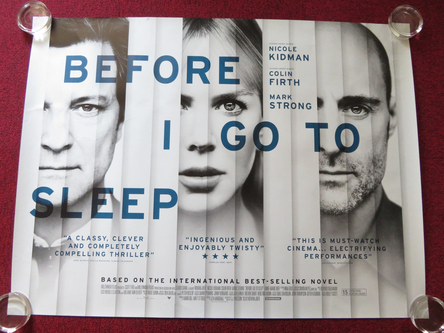 BEFORE I GO TO SLEEP UK QUAD (30"x 40") ROLLED POSTER NICOLE KIDMAN 2014