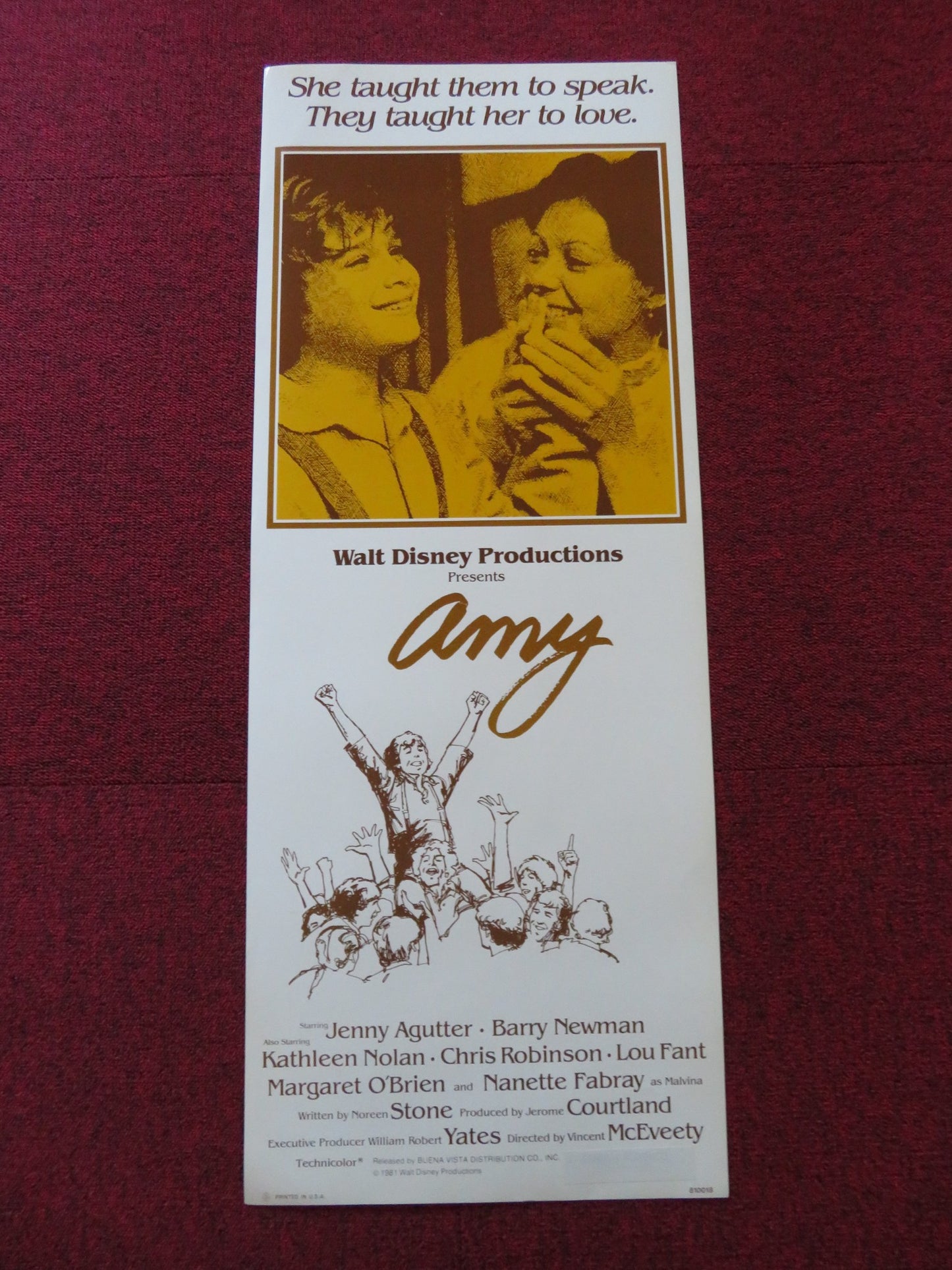 AMY US INSERT (14"x 36") POSTER DISNEY JENNY AGUTTER BARRY NEWMAN 1981