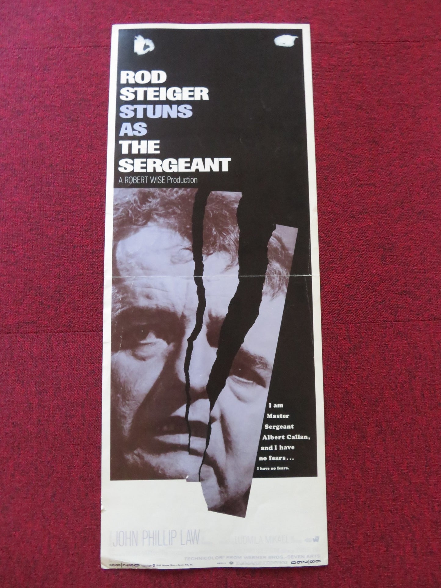 THE SERGEANT US INSERT (14"x 36") POSTER ROD STEIGER JOHN PHILLIP LAW 1968