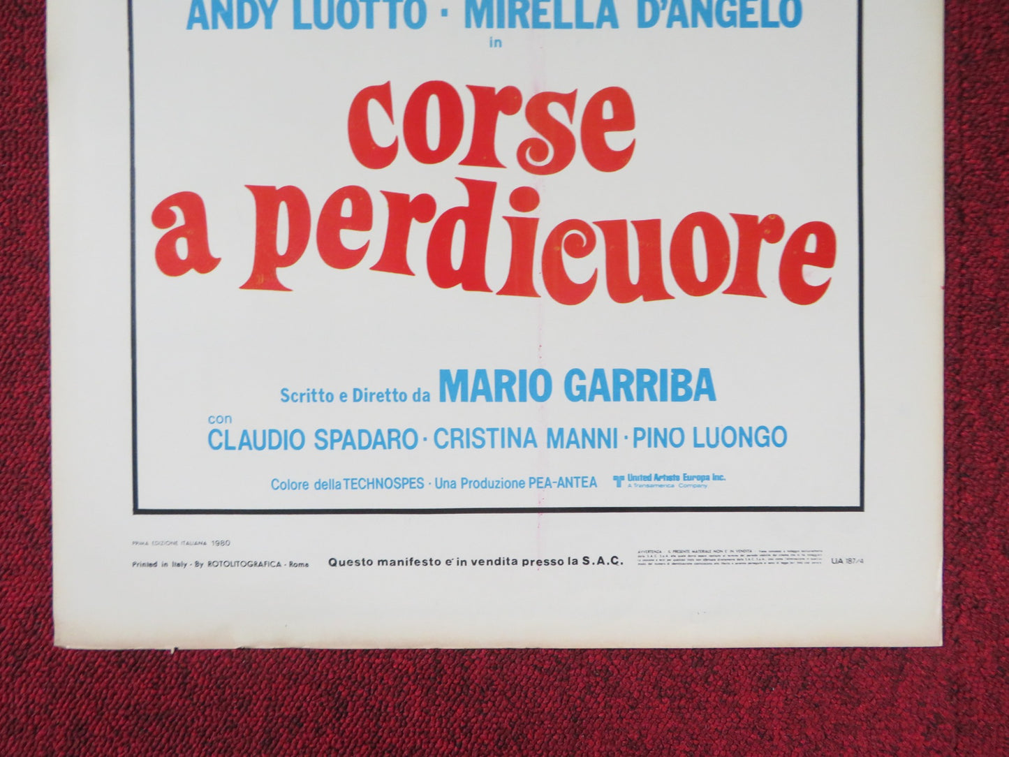 LESSONS FOR THE LOVELORN ITALIAN LOCANDINA POSTER ANDY LUOTTO 1980