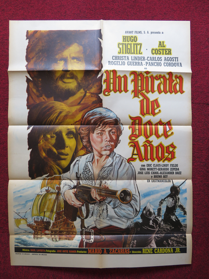 UN PIRATA DE DOCE ANOS FOLDED MEXICAN POSTER HUGO STIGLITZ AL COSTER 1972