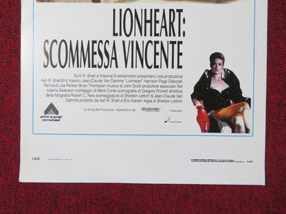 LIONHEART ITALIAN LOCANDINA POSTER JEAN-CLAUDE VAN DAMME HARRISON PAGE 1990