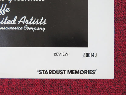 STARDUST MEMORIES - REVIEW FOLDED US ONE SHEET POSTER WOODY ALLEN RAMPLING 1980