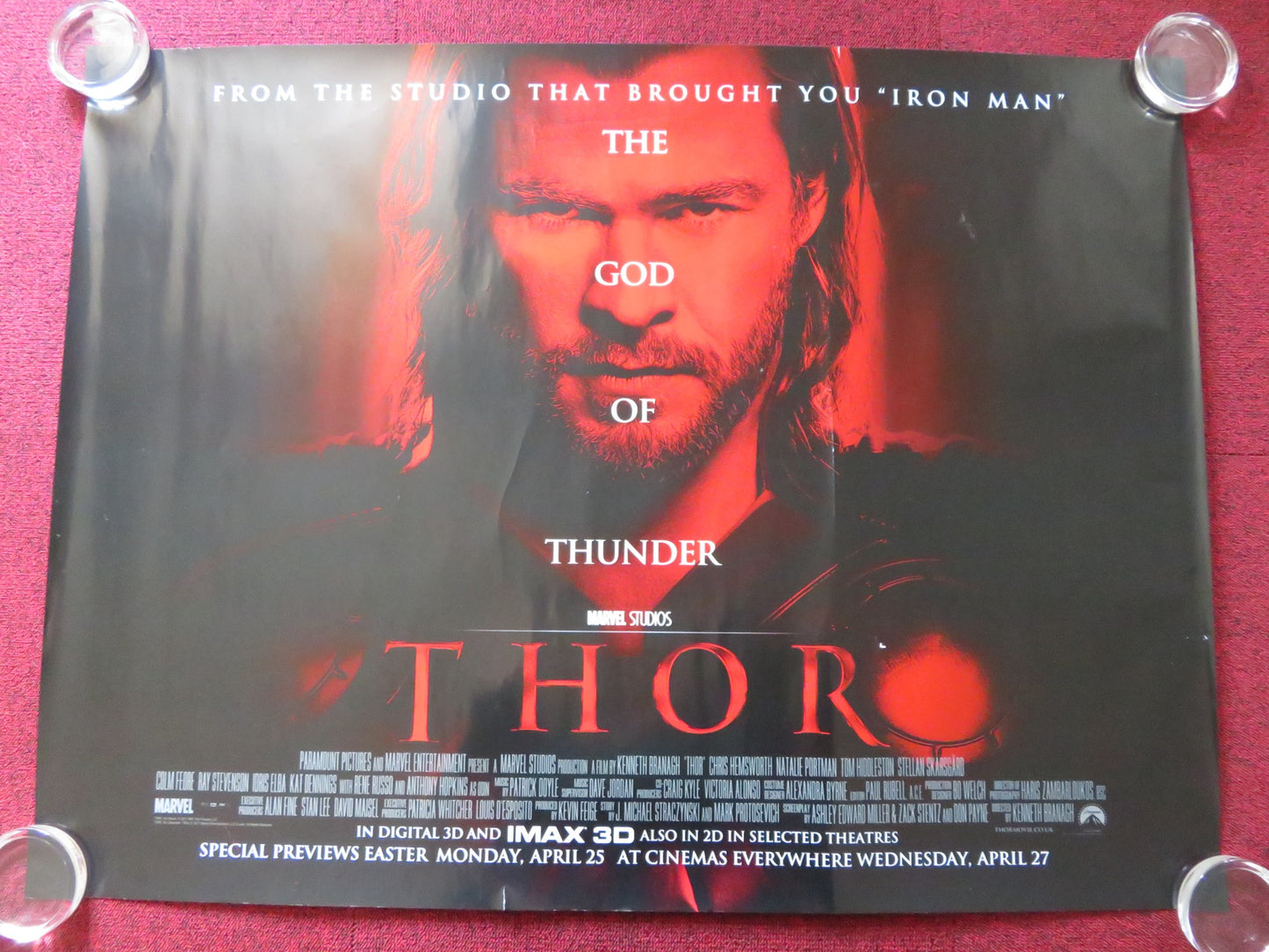 THOR UK QUAD (30"x 40") ROLLED POSTER CHRIS HEMSWORTH NATALIE PORTMAN 2011