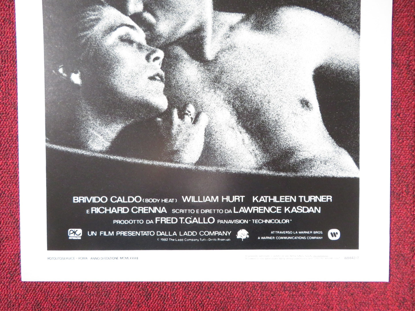 BODY HEAT ITALIAN LOCANDINA POSTER WILLIAM HURT KATHLEEN TURNER 1982