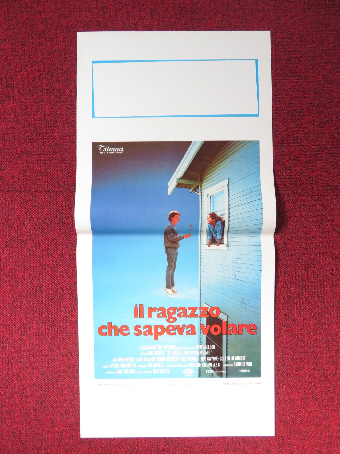 THE BOY WHO COULD FLY ITALIAN LOCANDINA POSTER JAY UNDERWOOD LUCY DEAKINS 1986