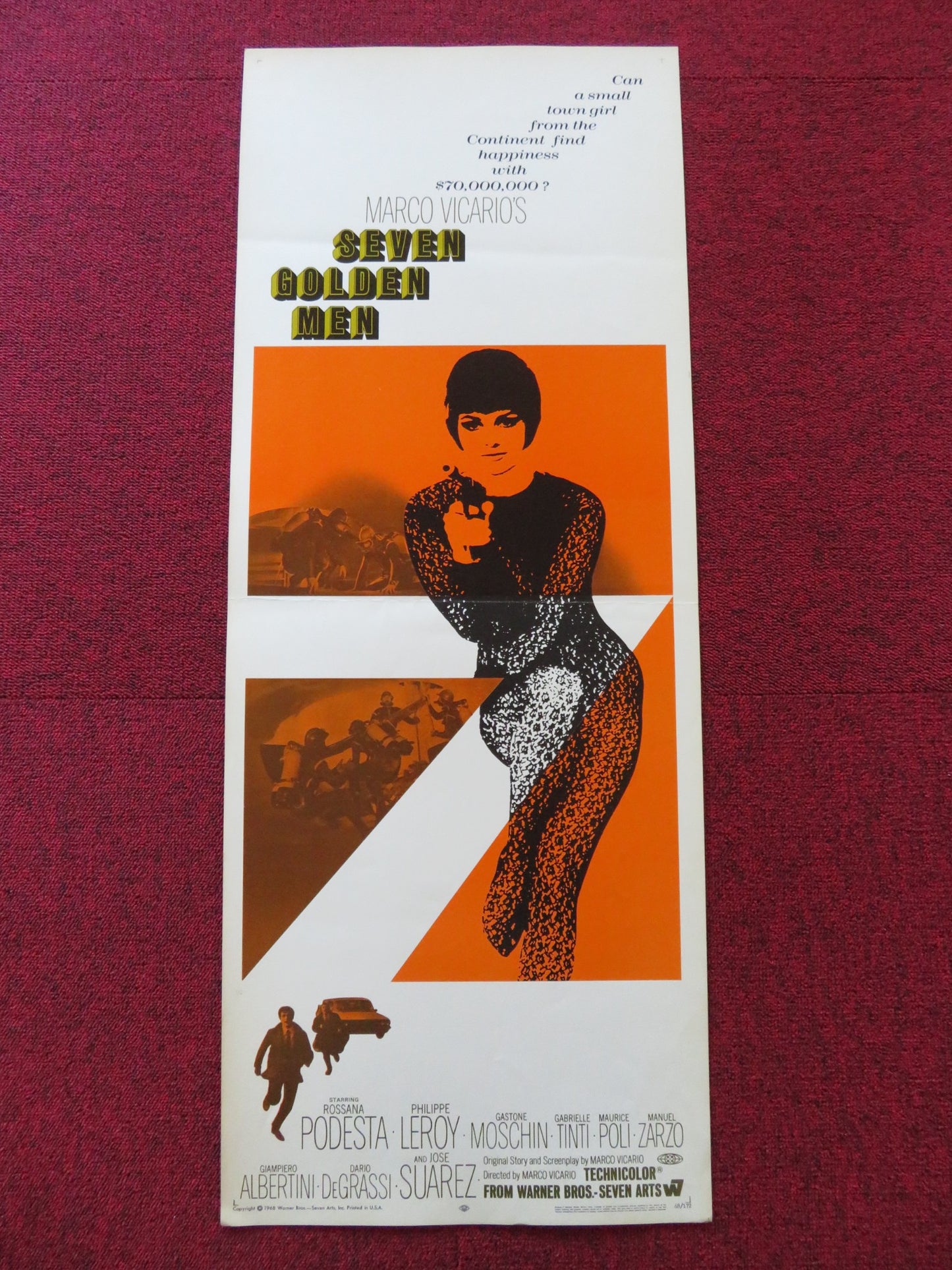 SEVEN GOLDEN MEN US INSERT (14"x 36") POSTER ROSSANA PODESTA PHILIPPE LEROY 1968