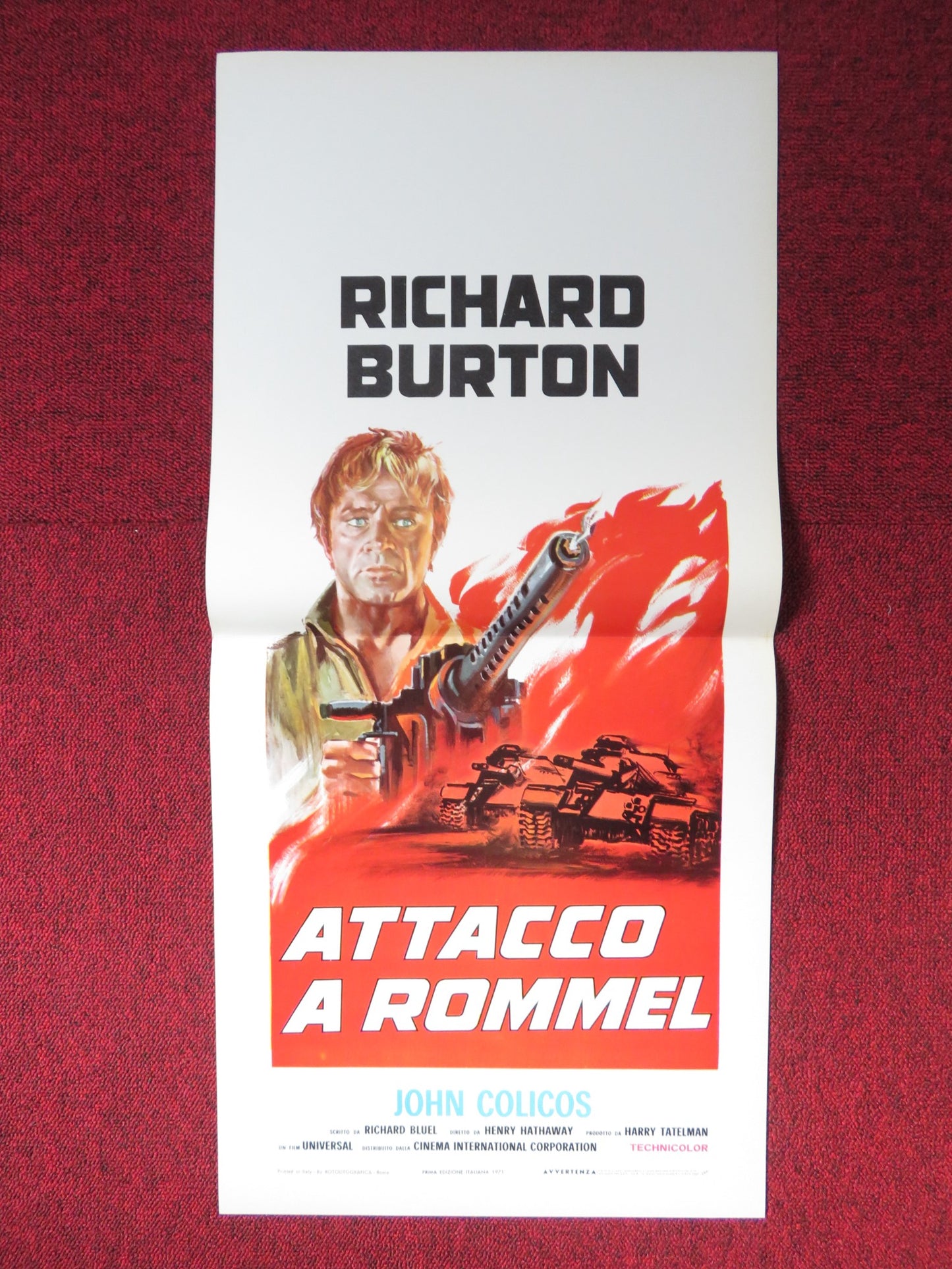 RAID ON ROMMEL ITALIAN LOCANDINA POSTER RICHARD BURTON JOHN COLICOS 1971