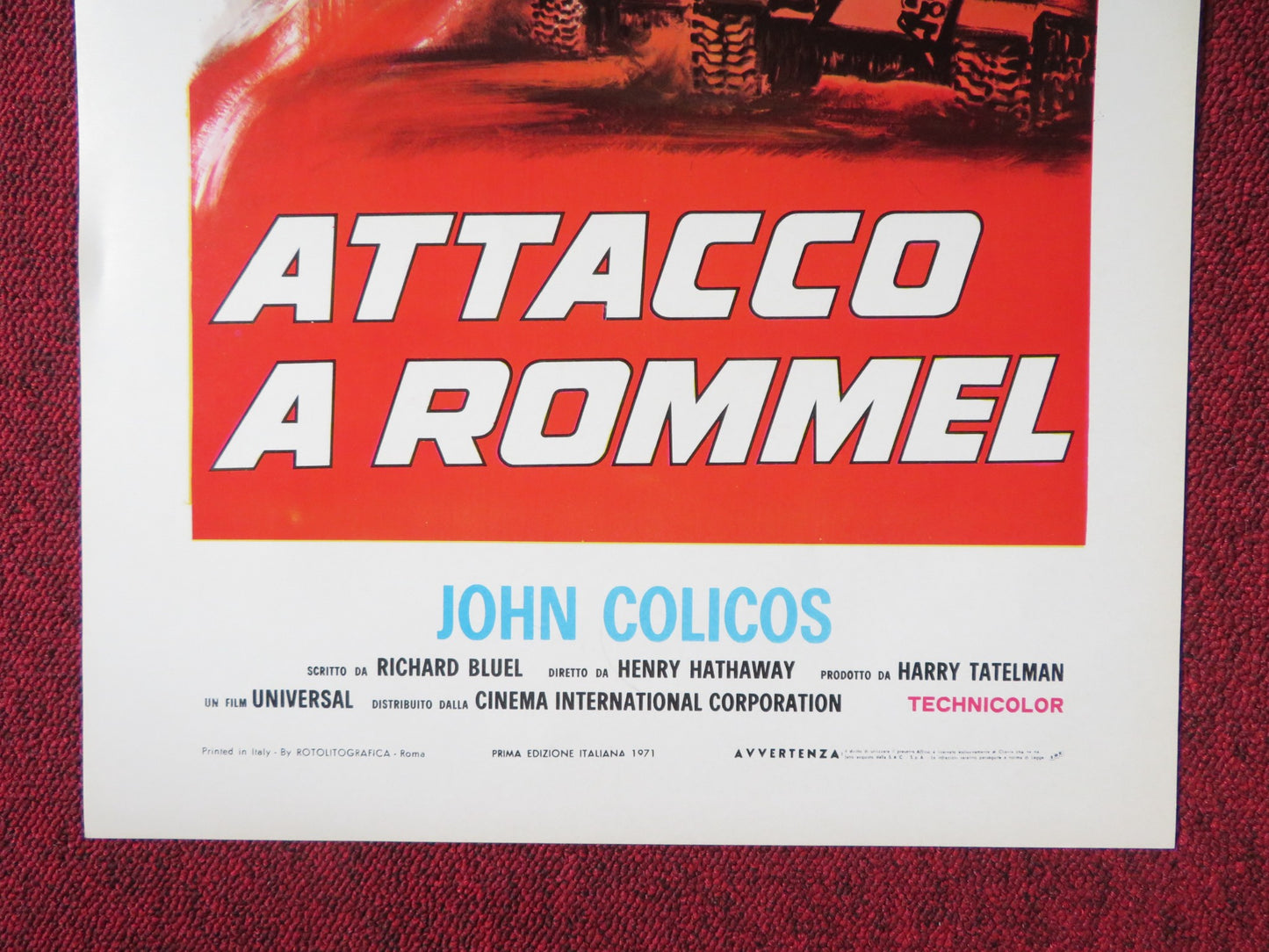 RAID ON ROMMEL ITALIAN LOCANDINA POSTER RICHARD BURTON JOHN COLICOS 1971