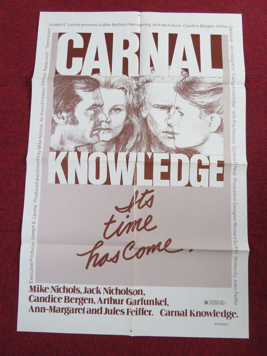 CARNAL KNOWLEDGE FOLDED US ONE SHEET POSTER JACK NICHOLSON CANDICE BERGEN 1971