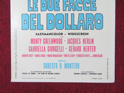 TWO FACES OF THE DOLLAR ITALIAN LOCANDINA POSTER MONTY GREENWOOD J. HERLIN 1967