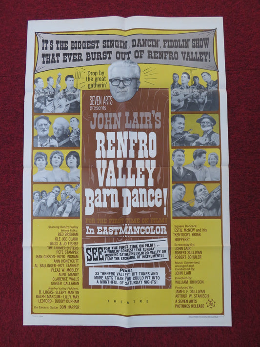 RENFRO VALLEY BARN DANCE FOLDED US ONE SHEET POSTER JOHN LAIR R. SULLIVAN 1966