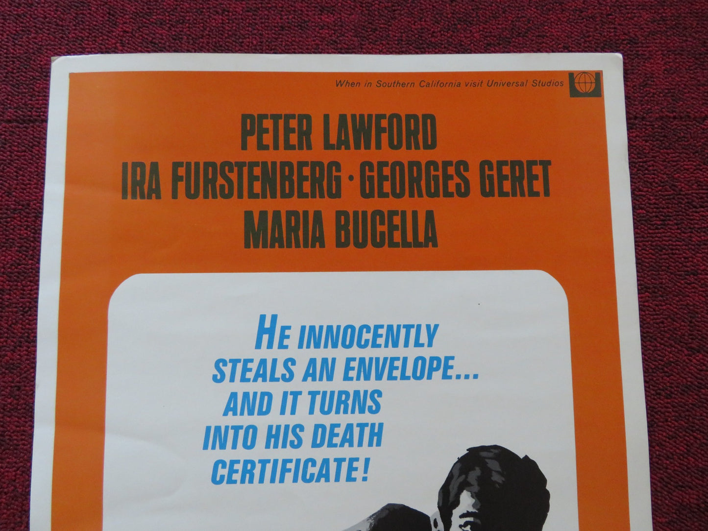 DEAD RUN US INSERT (14"x 36") POSTER PETER LAWFORD IRA FURSTENBERG 1969