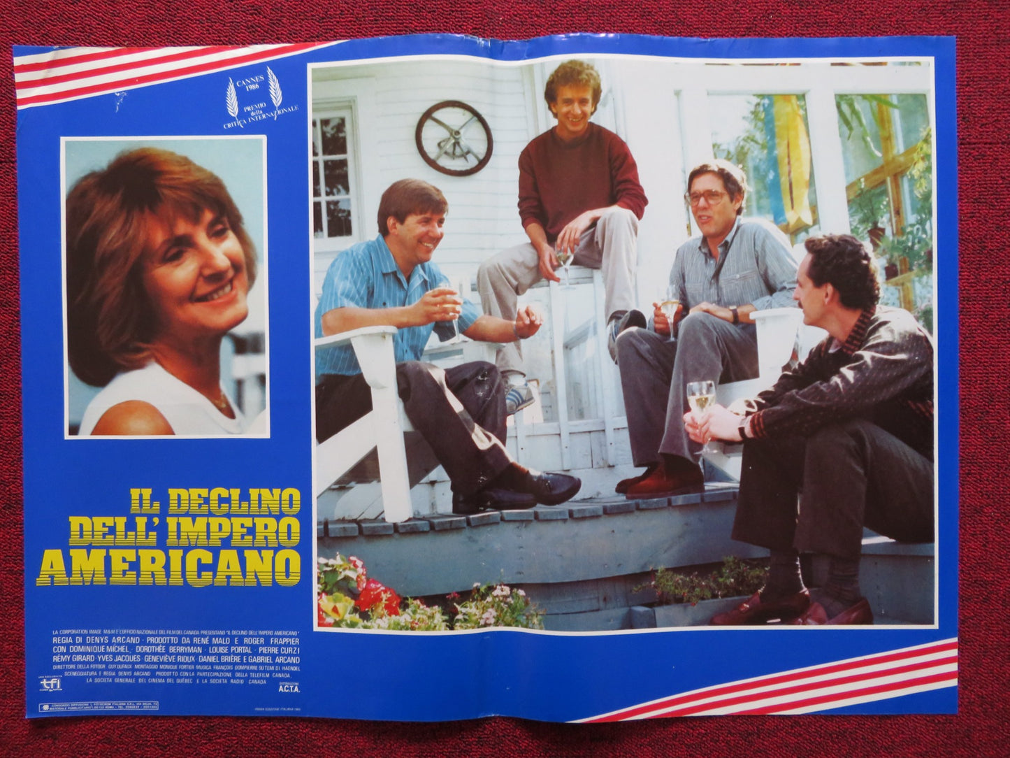 IL DECLINO DELL' IMPERO AMERICANO -C ITALIAN FOTOBUSTA POSTER D. MICHEL 1986