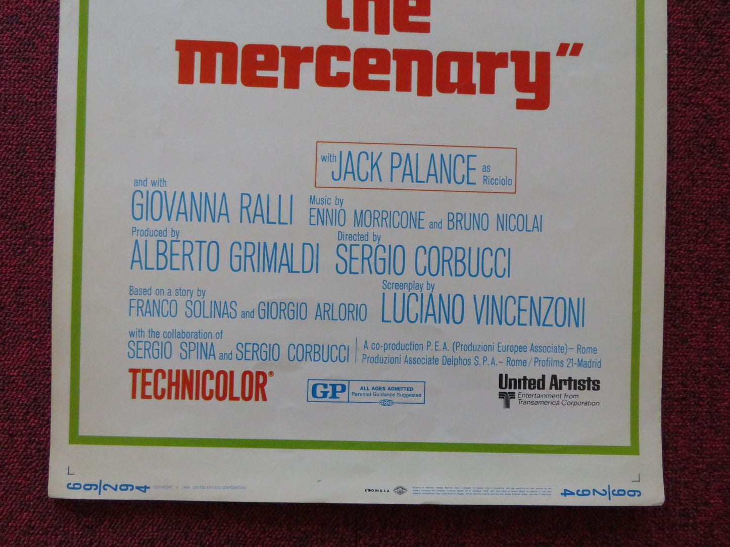 THE MERCENARY US INSERT (14"x 36") POSTER FRANCO NERO TONY MUSANTE 1969