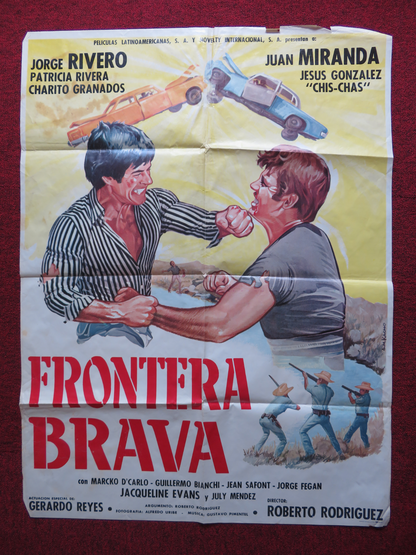 FRONTERA BRAVA  FOLDED MEXICAN POSTER JORGE RIVERO JUAN MIRANDA 1980